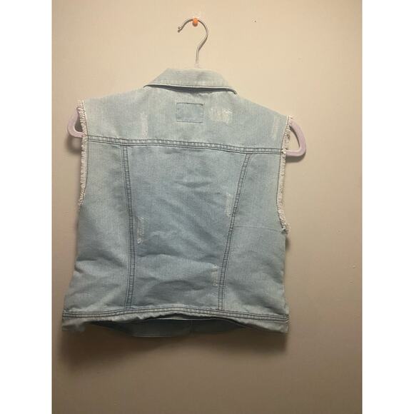 Boom Boom Jeans Tribal Print Studded Denim Vest - Size Large - Picture 2 of 3